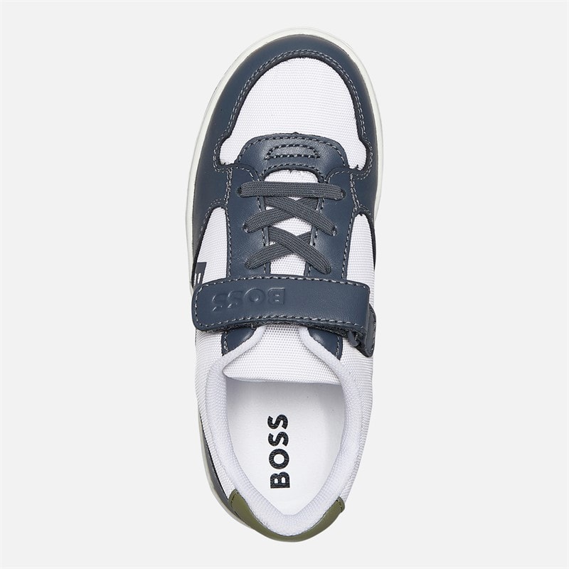 BOSS Infant Boys Single Strap Logo Court Trainers Dark Grey - Image 4