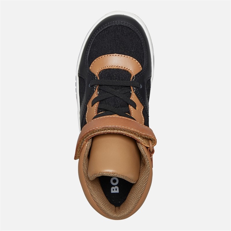 BOSS Infant Boys Single Strap Hi Top Trainers Cookie - Image 4