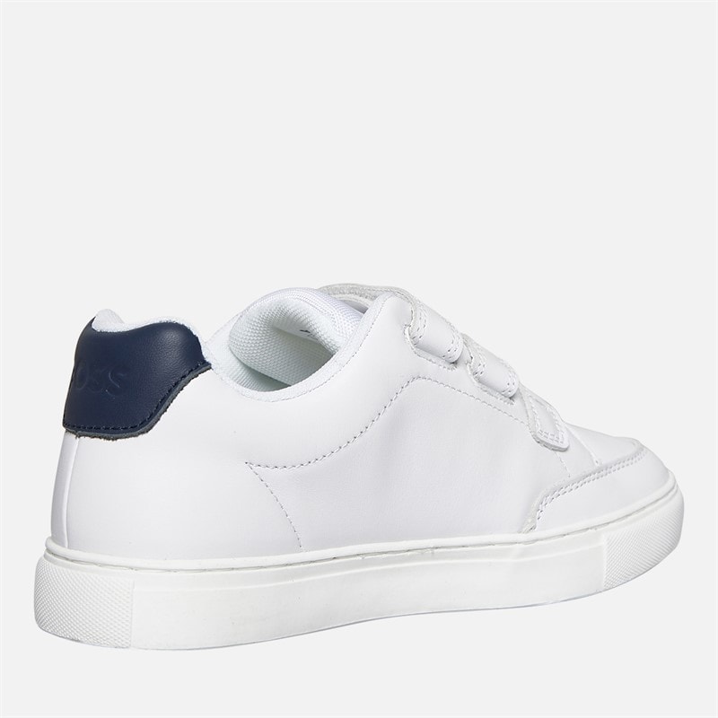 BOSS Boys Logo Three Strap Court Trainers White - Image 5