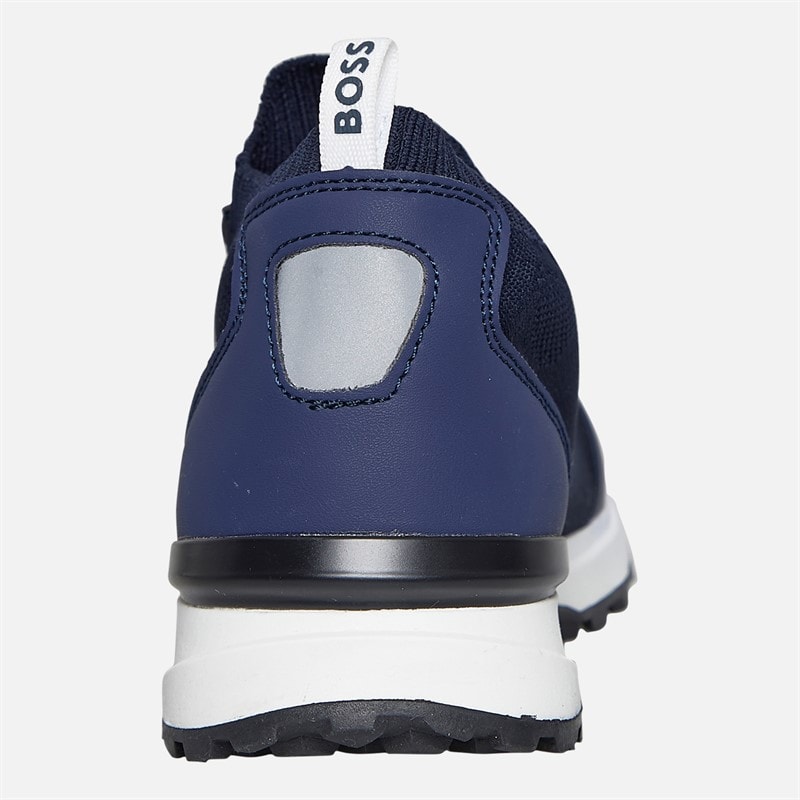 BOSS Junior Boys Logo Sock Trainers Navy - Image 3