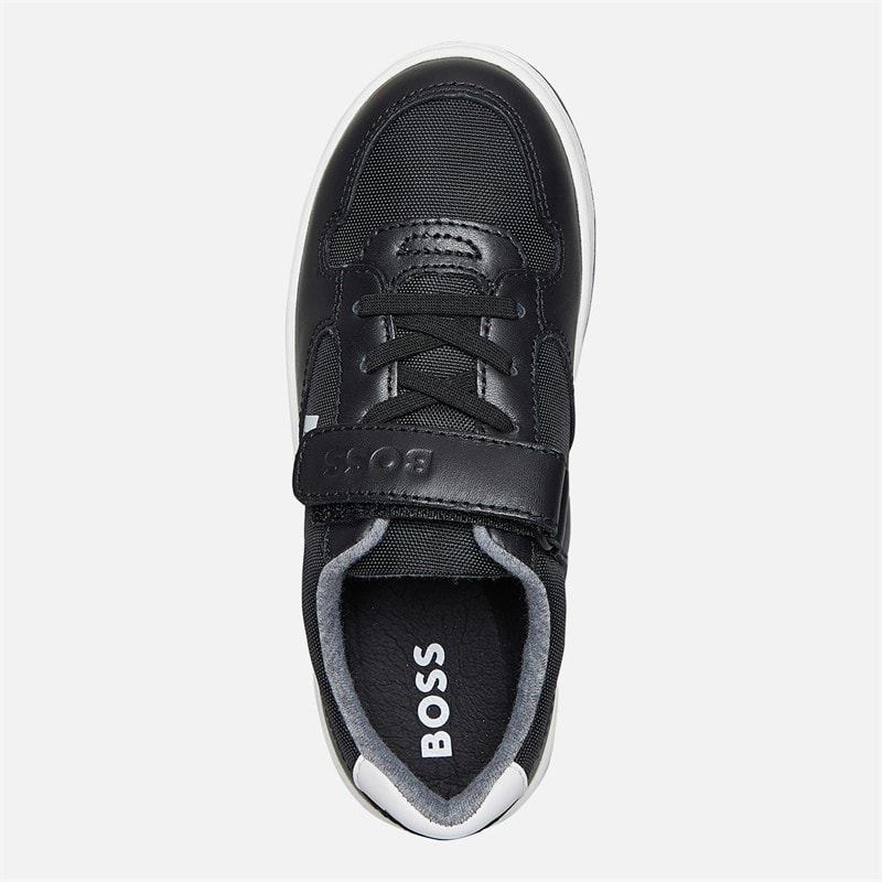 BOSS Boys Single Strap Logo Court Trainers Black - Image 4