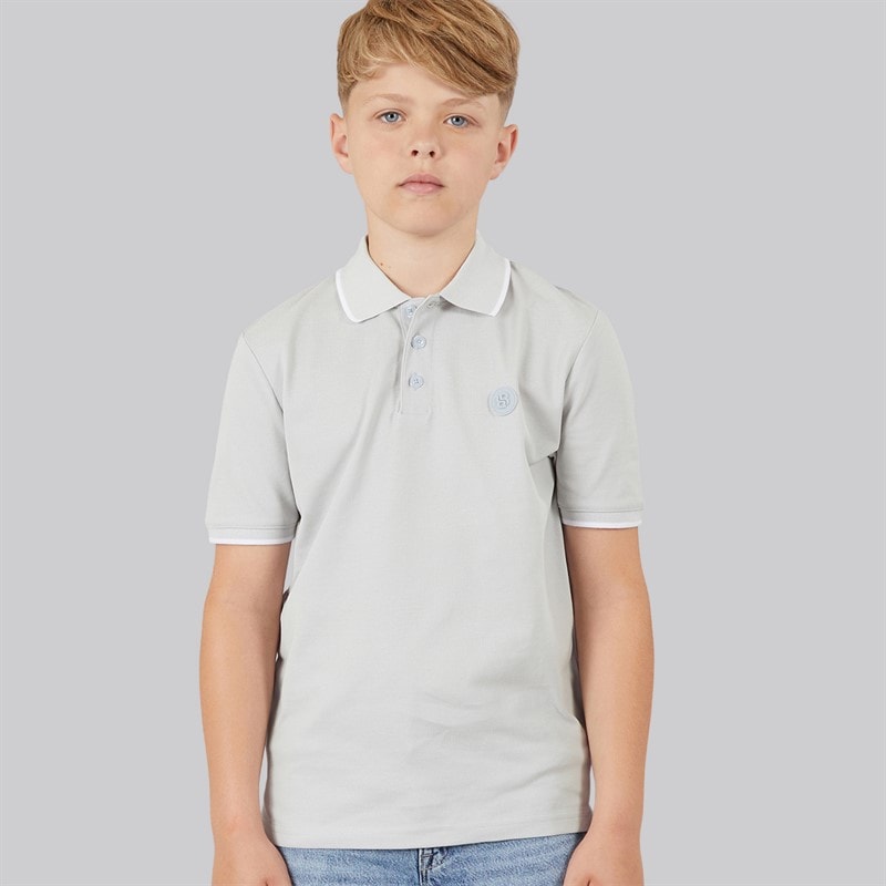 BOSS Boys Short Sleeve Polo Shirt Pale Blue
