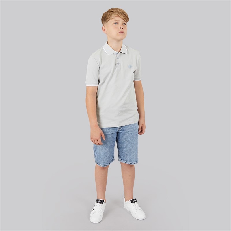 BOSS Boys Short Sleeve Polo Shirt Pale Blue - Image 4