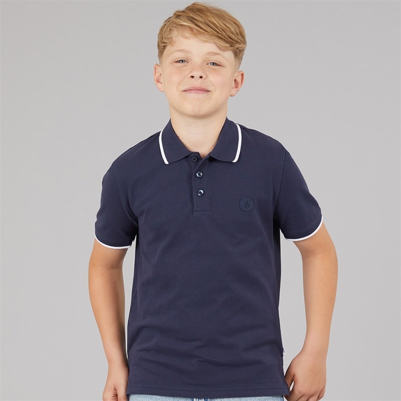 BOSS Boys Short Sleeve Polo Shirt Navy