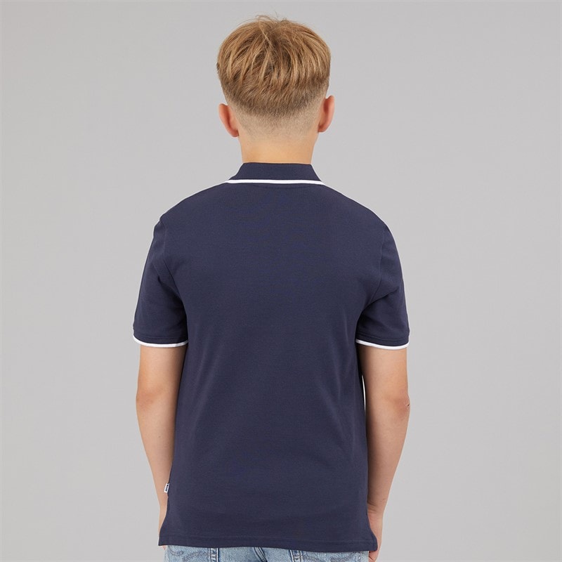 BOSS Boys Short Sleeve Polo Shirt Navy - Image 2