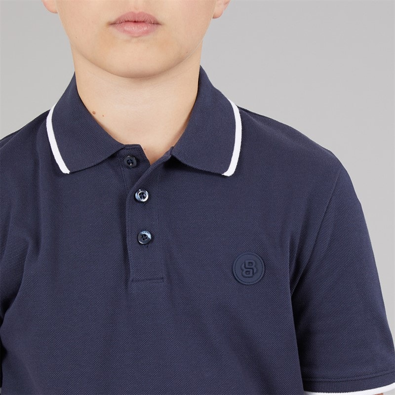 BOSS Boys Short Sleeve Polo Shirt Navy - Image 3