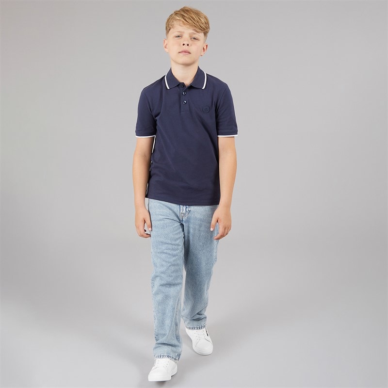 BOSS Boys Short Sleeve Polo Shirt Navy - Image 4