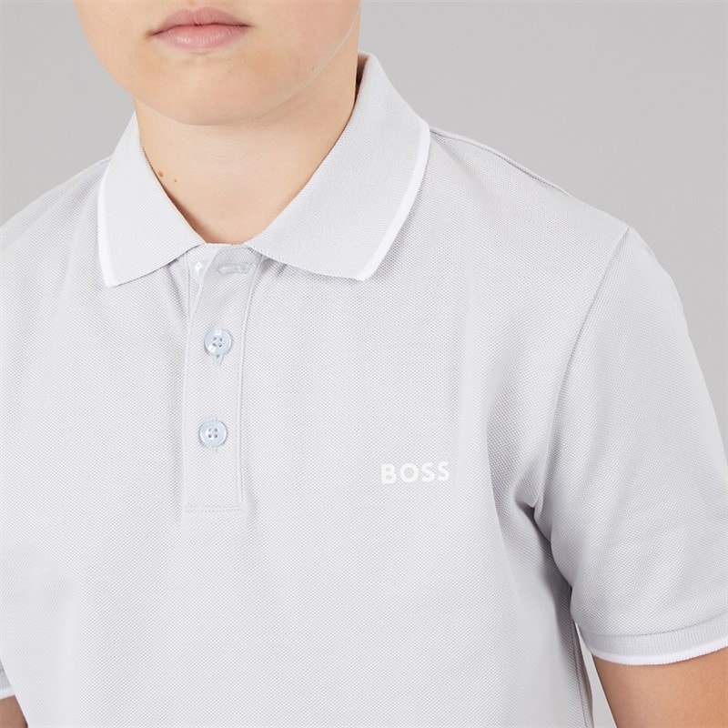 BOSS Boys Short Sleeve Polo Shirt Pale Blue - Image 3