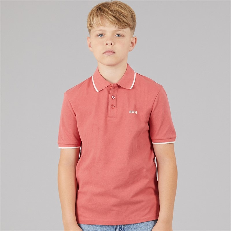 BOSS Boys Short Sleeve Polo Shirt Rasberry