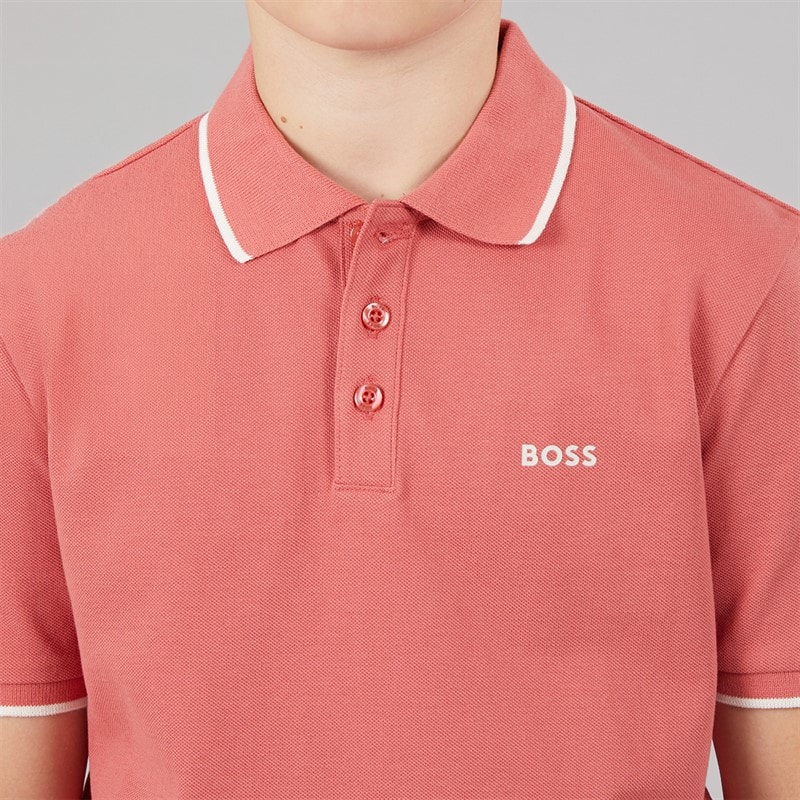 BOSS Boys Short Sleeve Polo Shirt Rasberry - Image 3