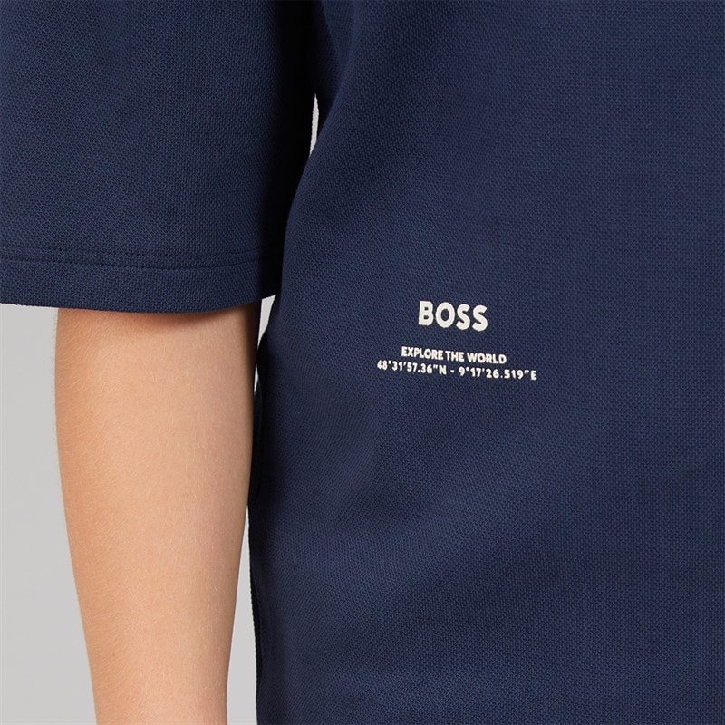 BOSS Boys Short Sleeve Polo Shirt Navy - Image 3
