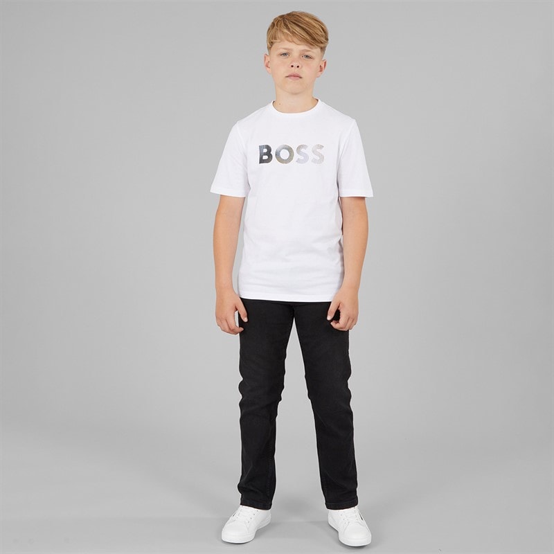 BOSS Boys T-Shirt White - Image 3