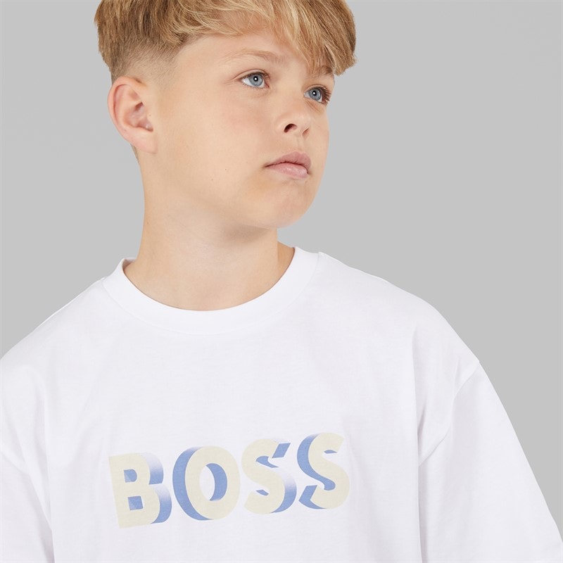 BOSS Boys T-Shirt And Bermuda Shorts Set White - Image 3