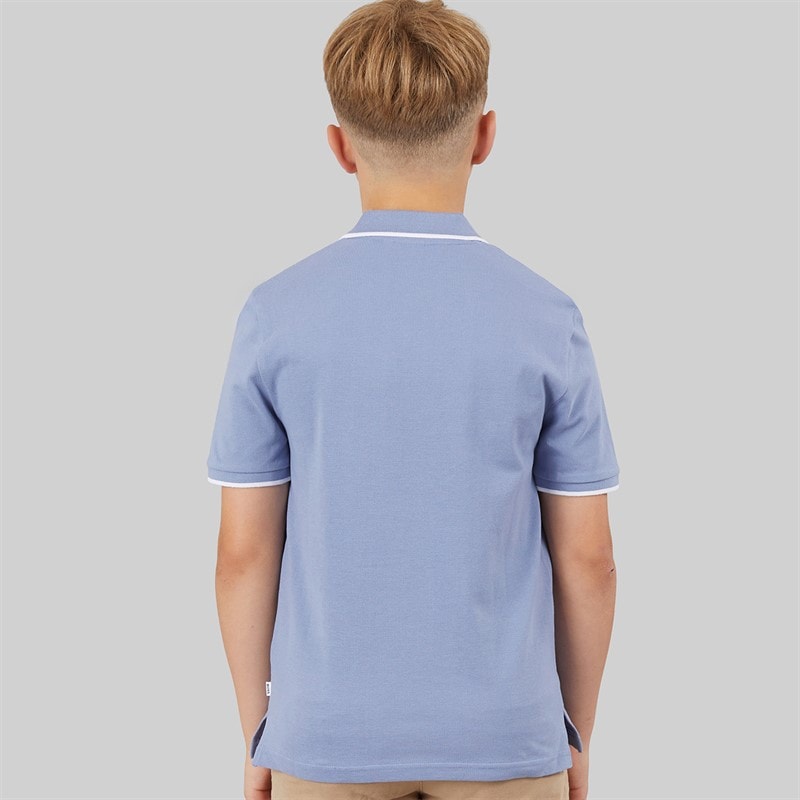 BOSS Boys Short Sleeve Polo Shirt Lavender Blue - Image 2