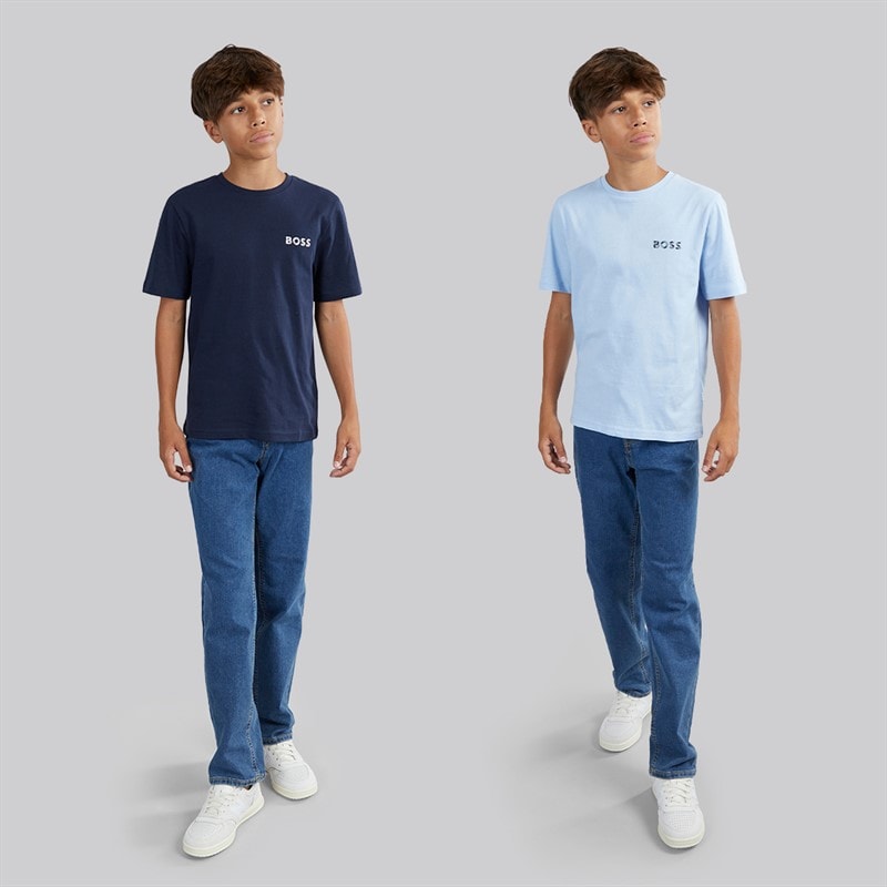 BOSS Boys Two Pack T-Shirts Navy/Pale Blue - Image 3