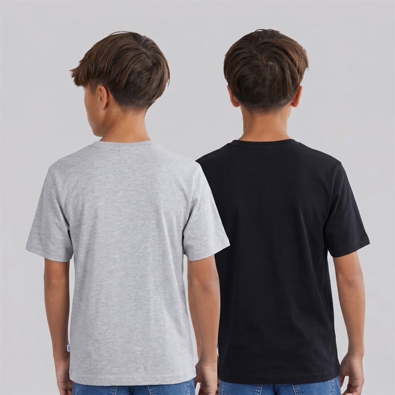BOSS Boys Two Pack T-Shirts Black/Grey Marl - Image 2