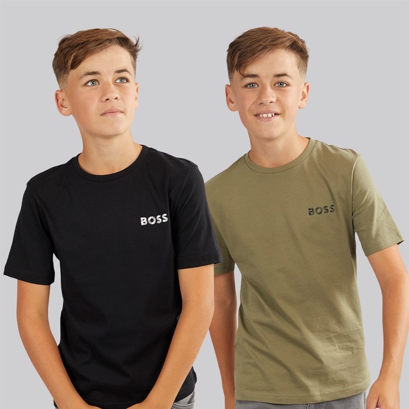 BOSS Boys Two Pack T-Shirts Khaki/Black