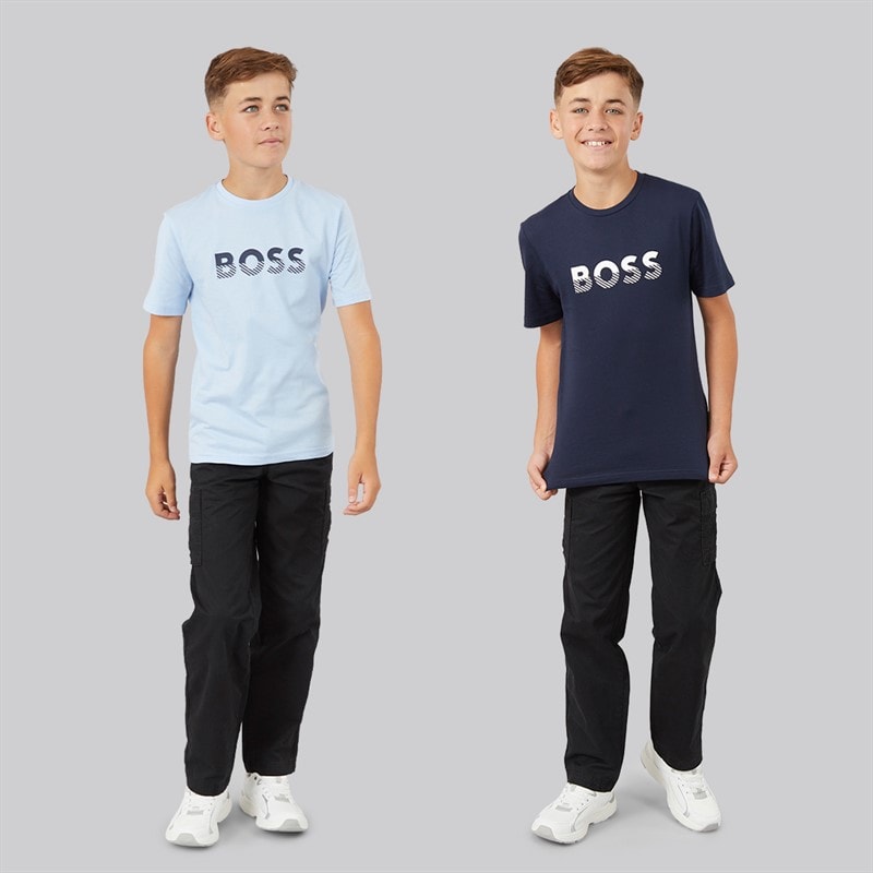 BOSS Boys Two Pack T-Shirts Pale Blue/Navy - Image 3