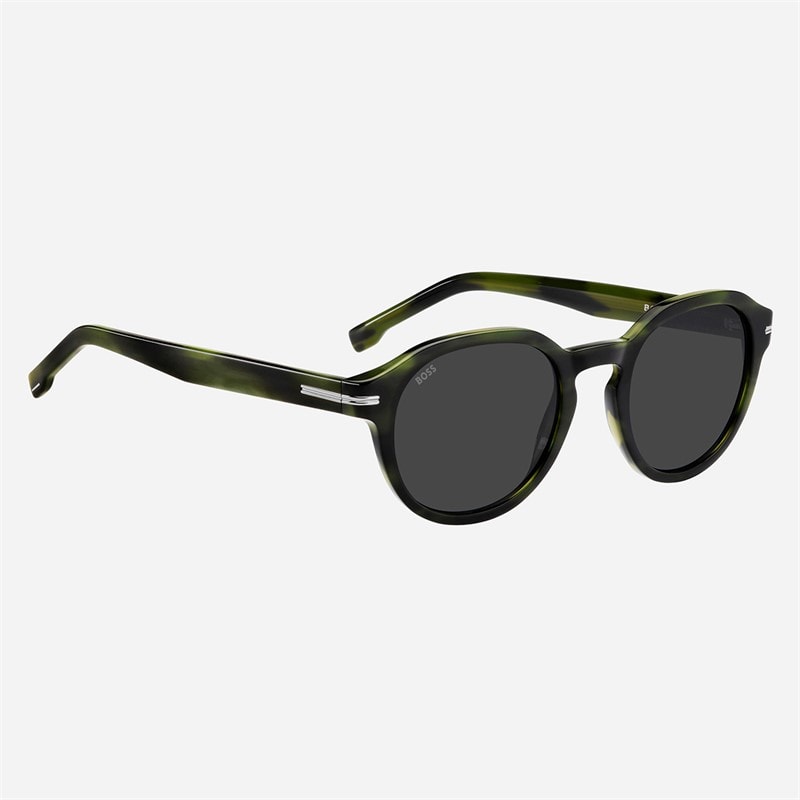 BOSS Mens Rectanular Sunglasses Green Horn - Image 3