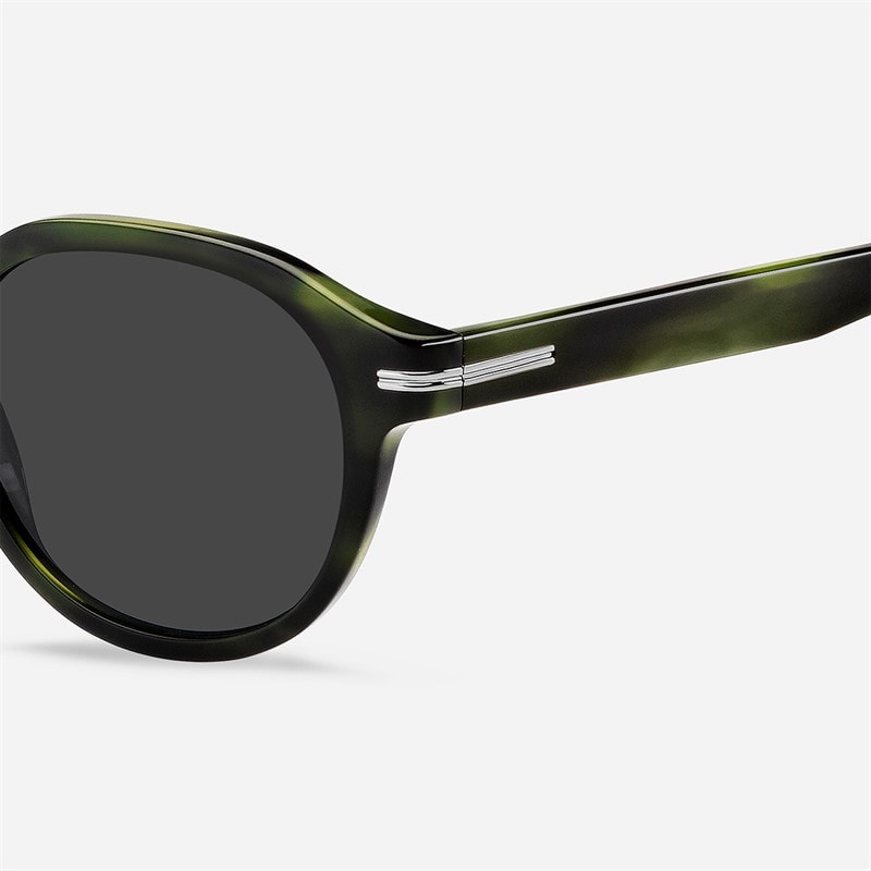 BOSS Mens Rectanular Sunglasses Green Horn - Image 4