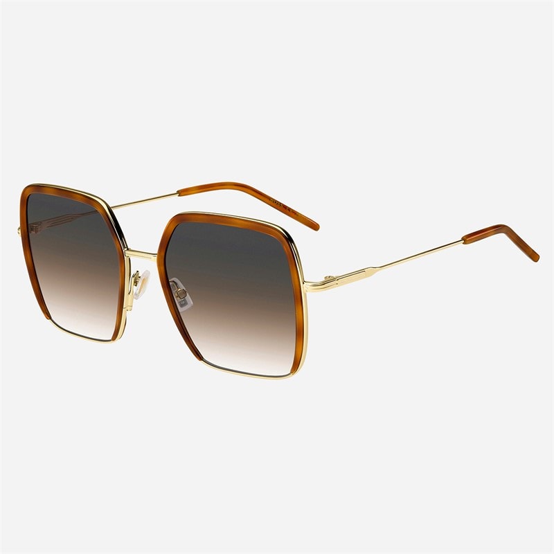 BOSS Womens Square Sunglasses Havana Gold