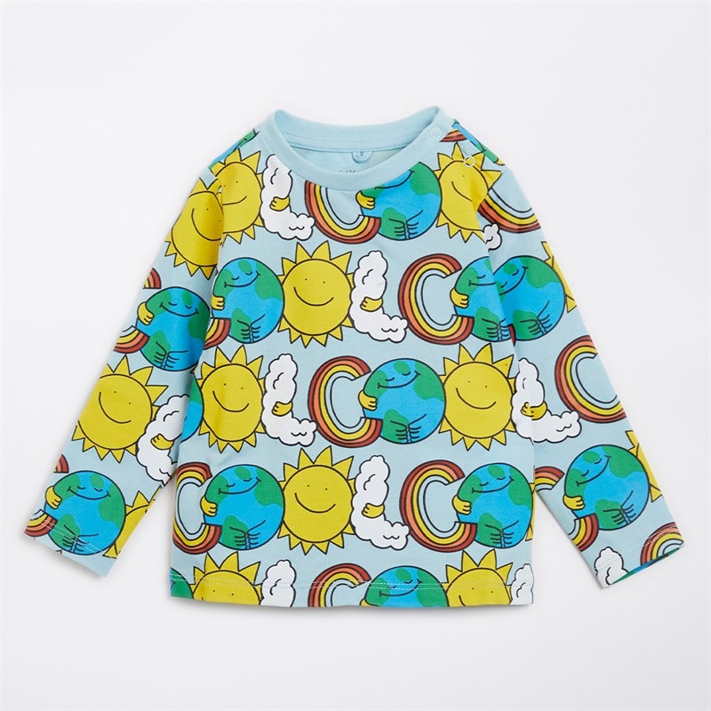 STELLA McCARTNEY Kids Printed Cool Long Sleeve T-Shirt Celeste/Multicolor - Image 1