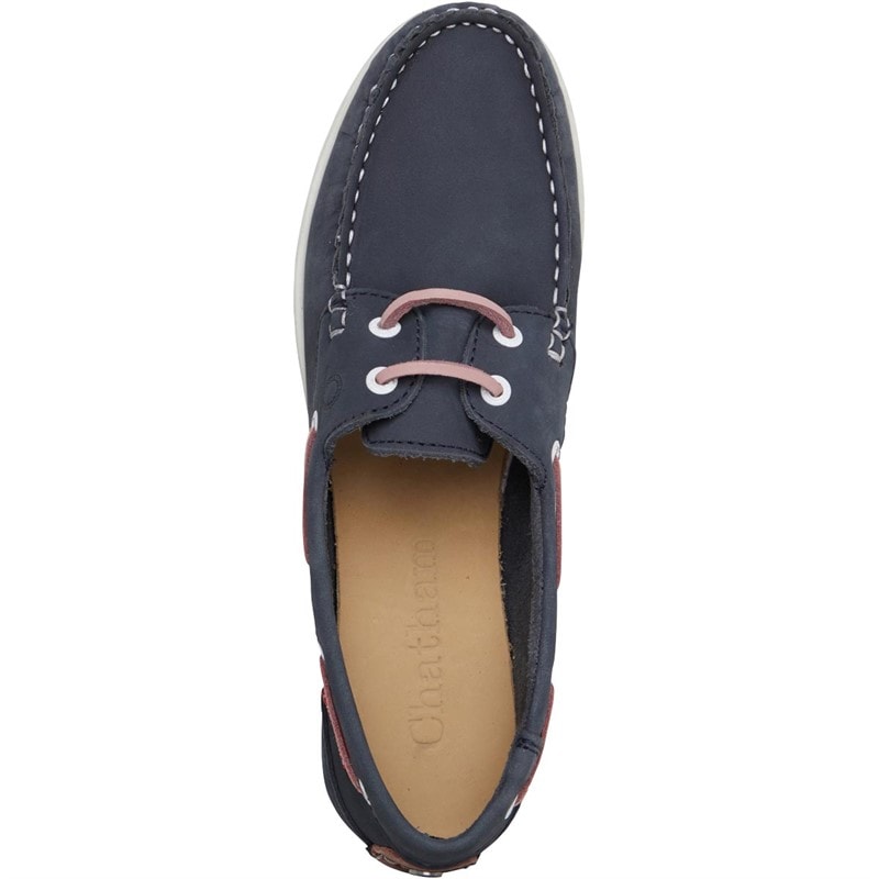 Chatham Marine Womens Willow Boat Shoes Navy/Pink - Image 4