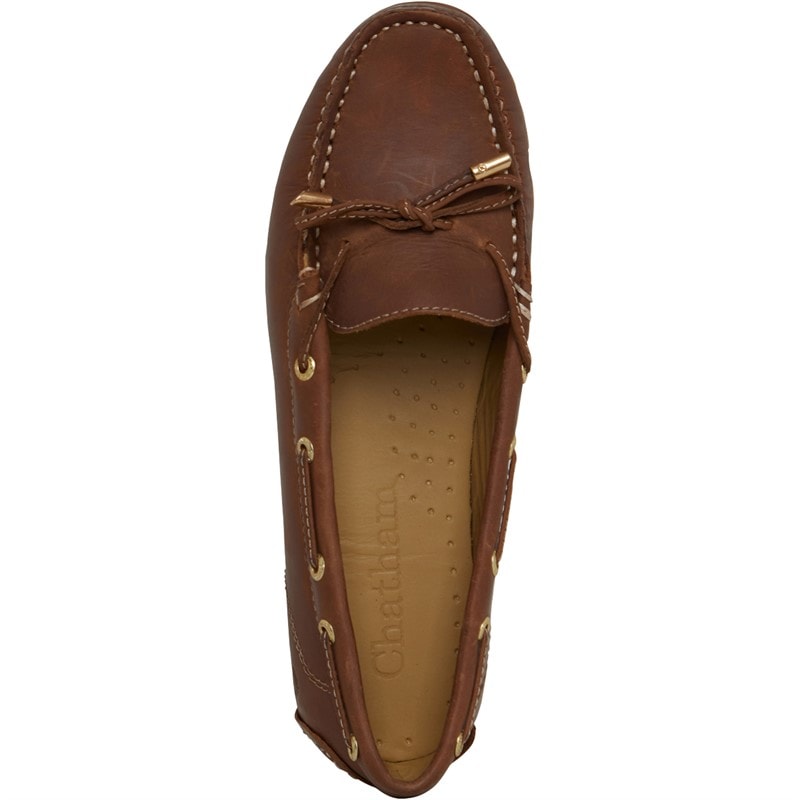 Chatham Marine Womens Paxos Driving Moccasins Tan Leather - Image 4