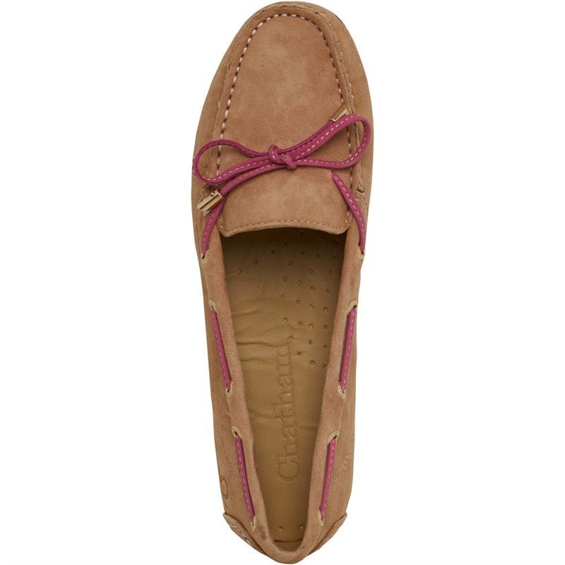 Chatham Marine Womens Paxos Driving Moccasins Tan Suede - Image 4