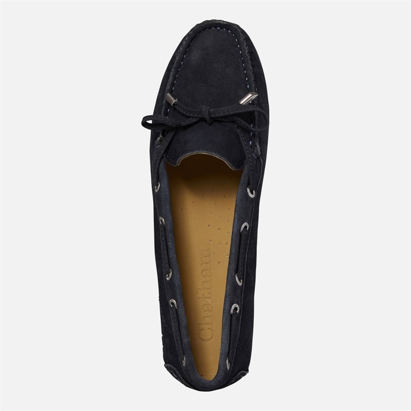 Chatham Marine Womens Paxos Driving Moccasins Navy Suede - Image 4