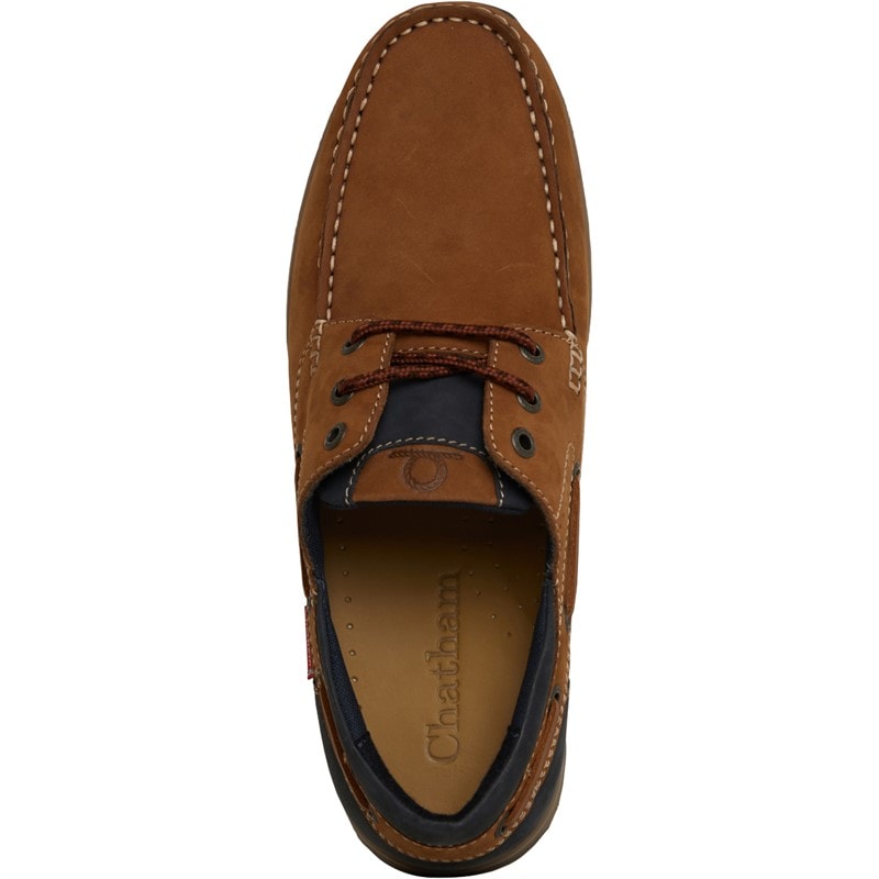 Chatham Marine Mens Kerrier Deck Shoes Light Brown/Navy - Image 4