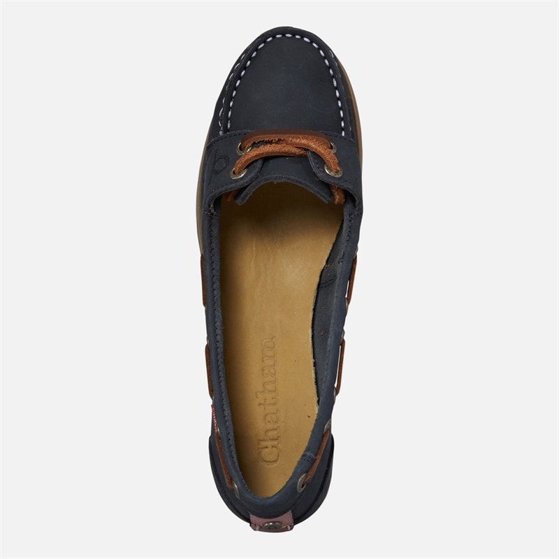 Chatham Marine Womens Rema Boat Shoes Navy/Brown - Image 4