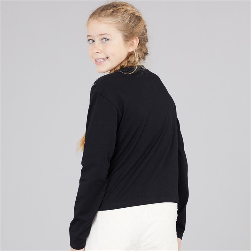 Guess Girls Stretch Jersey Long Sleeve T-Shirt Jet Black A996 - Image 2