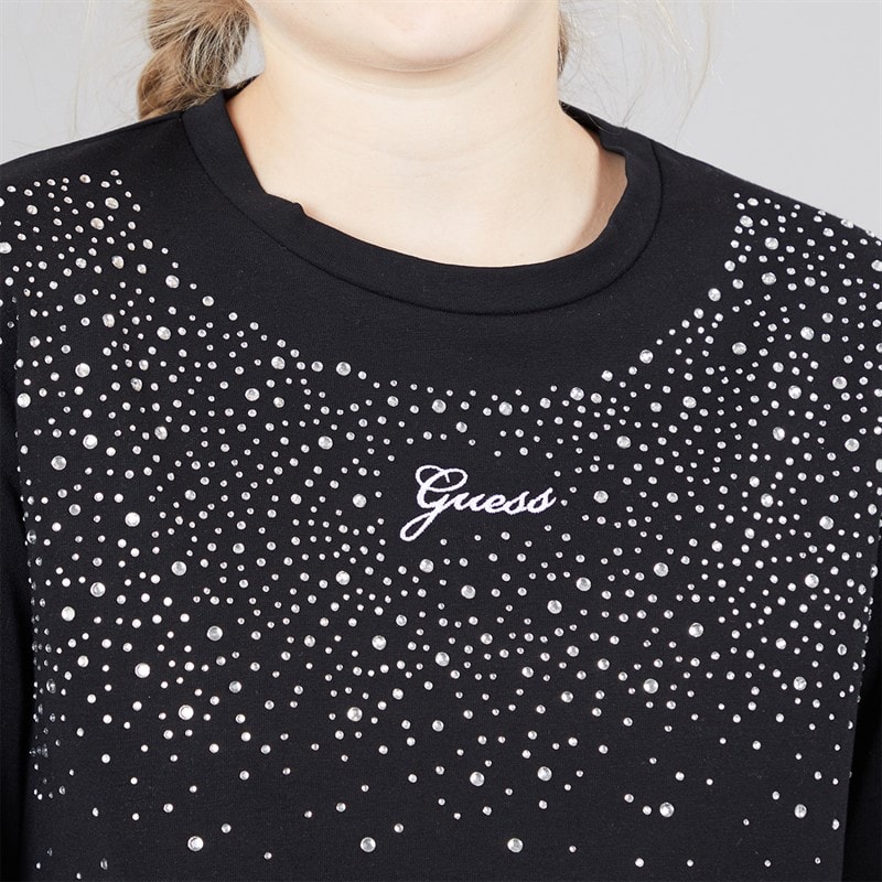 Guess Girls Stretch Jersey Long Sleeve T-Shirt Jet Black A996 - Image 5