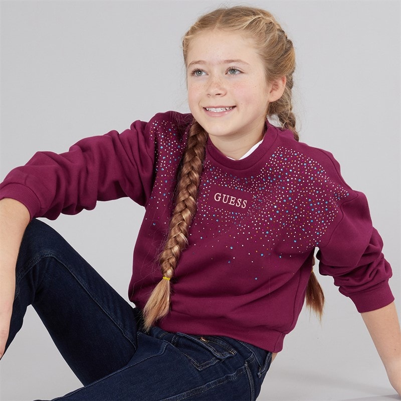 Guess Girls Cropped Sweatshirt Ballroom Red - Image 1