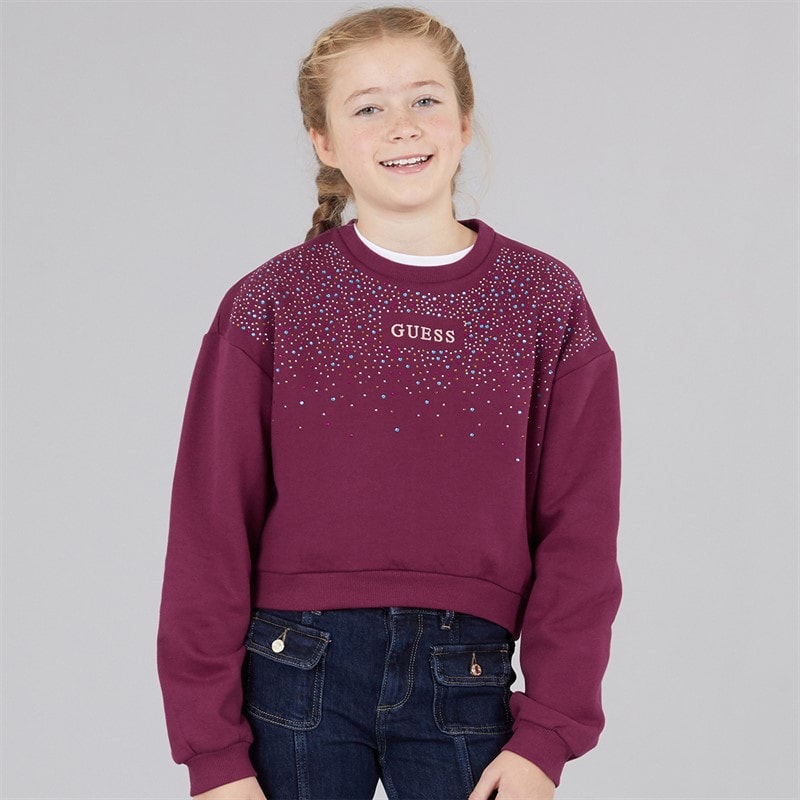 Guess Girls Cropped Sweatshirt Ballroom Red - Image 3
