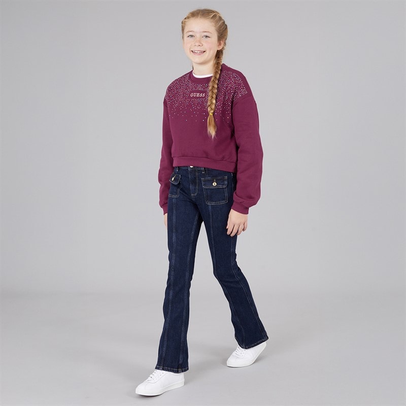 Guess Girls Cropped Sweatshirt Ballroom Red - Image 4