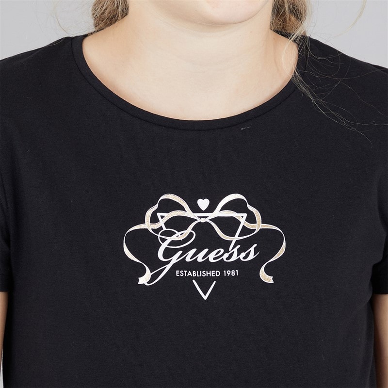 Guess Girls Stretch Jersey T-Shirt Jet Black A996 - Image 3