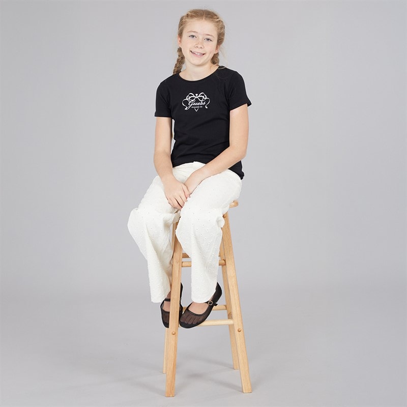 Guess Girls Stretch Jersey T-Shirt Jet Black A996 - Image 4