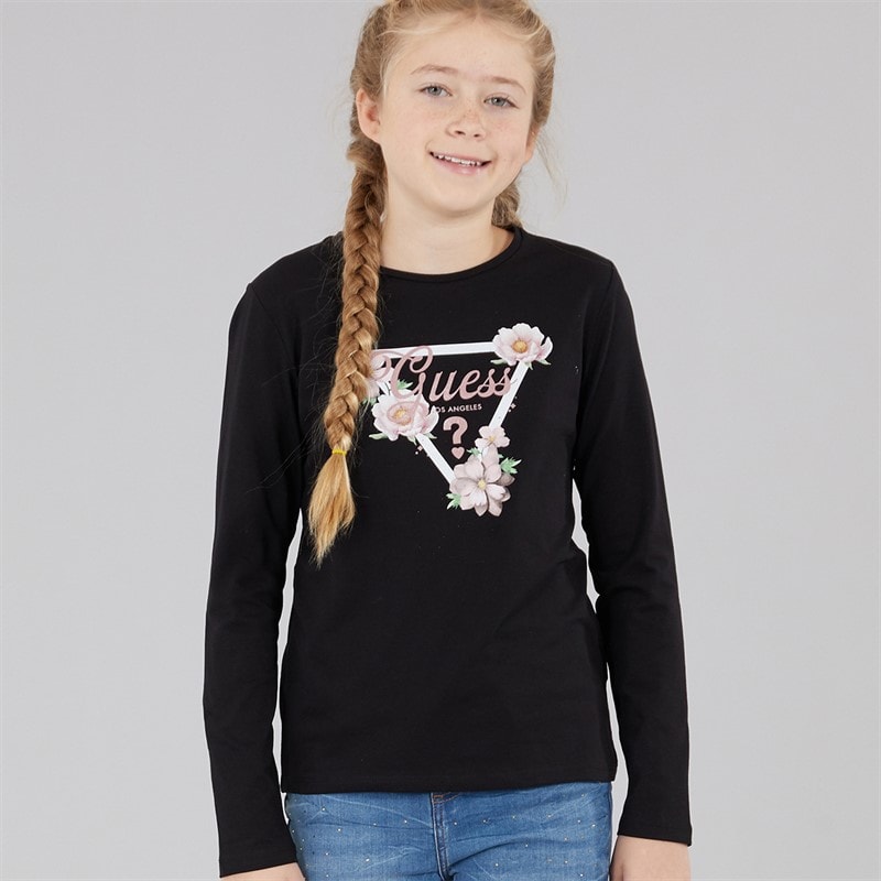 Guess Girls Stretch Jersey T-Shirt Jet Black A996 - Image 3