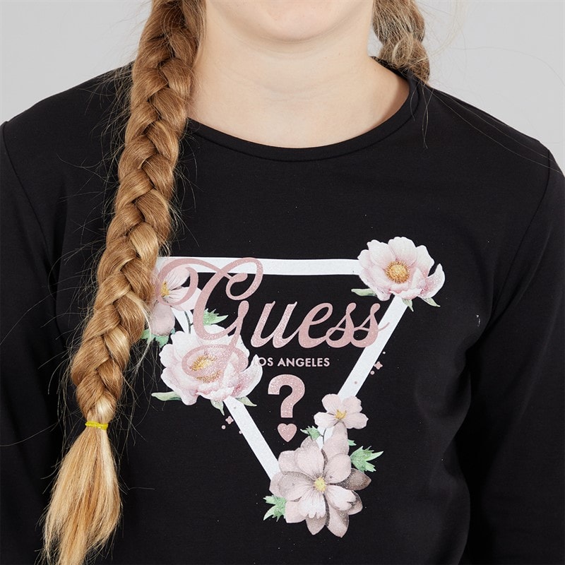 Guess Girls Stretch Jersey T-Shirt Jet Black A996 - Image 5