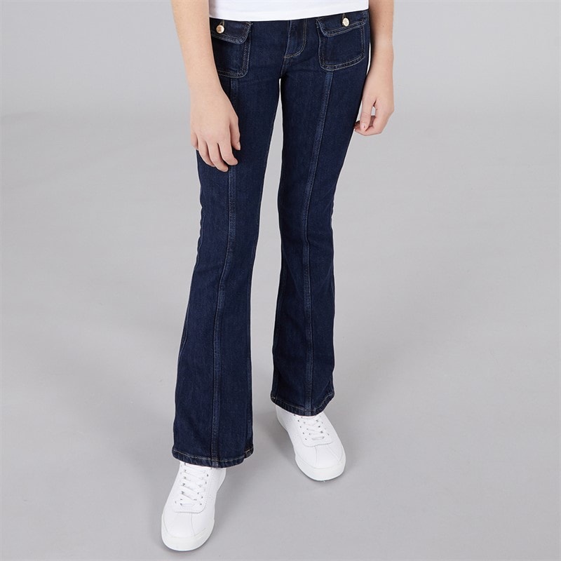 Guess Girls Flare Comfort Denim Jeans Rinse Metallic Wash - Image 3