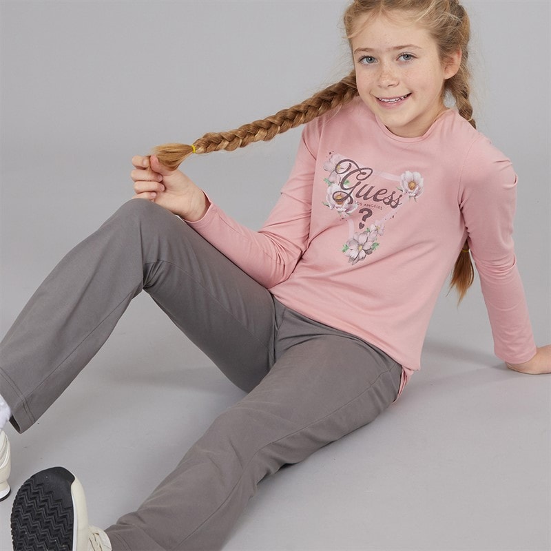 Guess Girls Stretch Jersey Long Sleeve T-Shirt Beloved Pink - Image 4