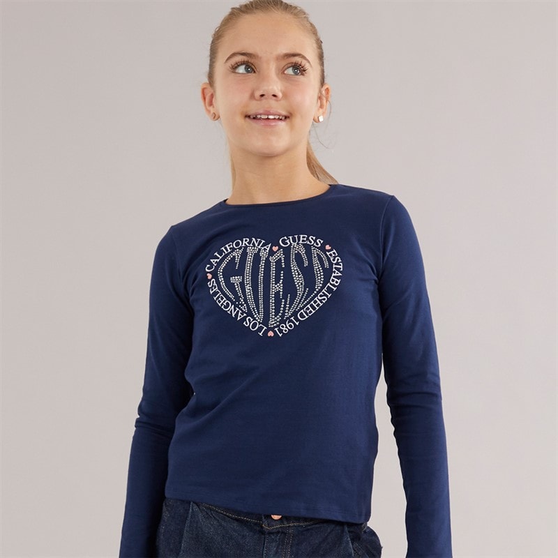 Guess Girls Long Sleeve T-Shirt Secret Blue - Image 1