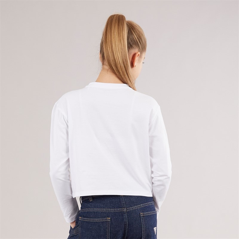 Guess Girls Long Sleeve T-Shirt Pure White - Image 2