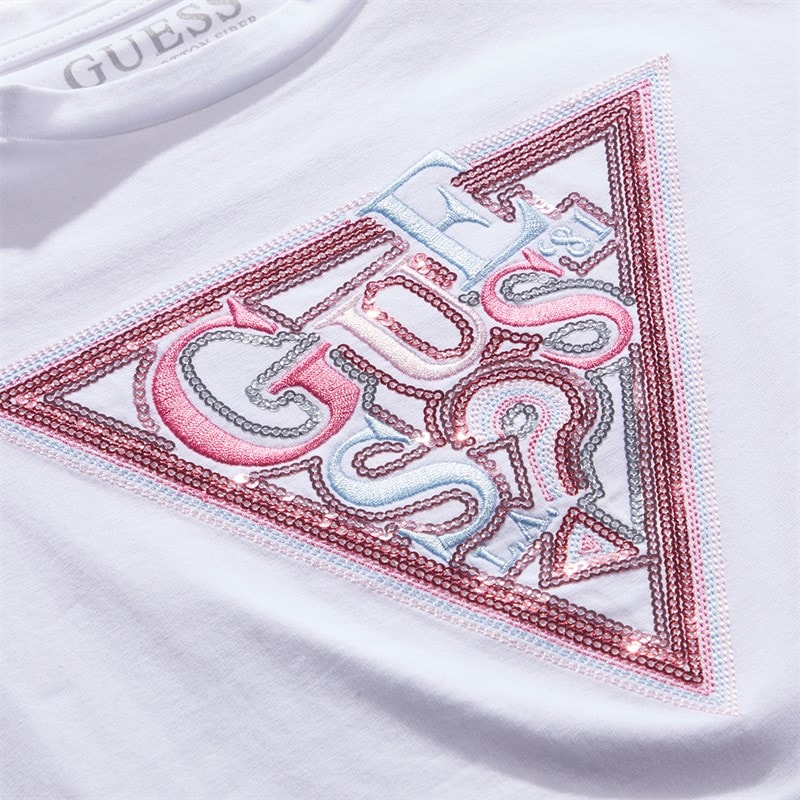Guess Girls Long Sleeve T-Shirt Pure White - Image 3