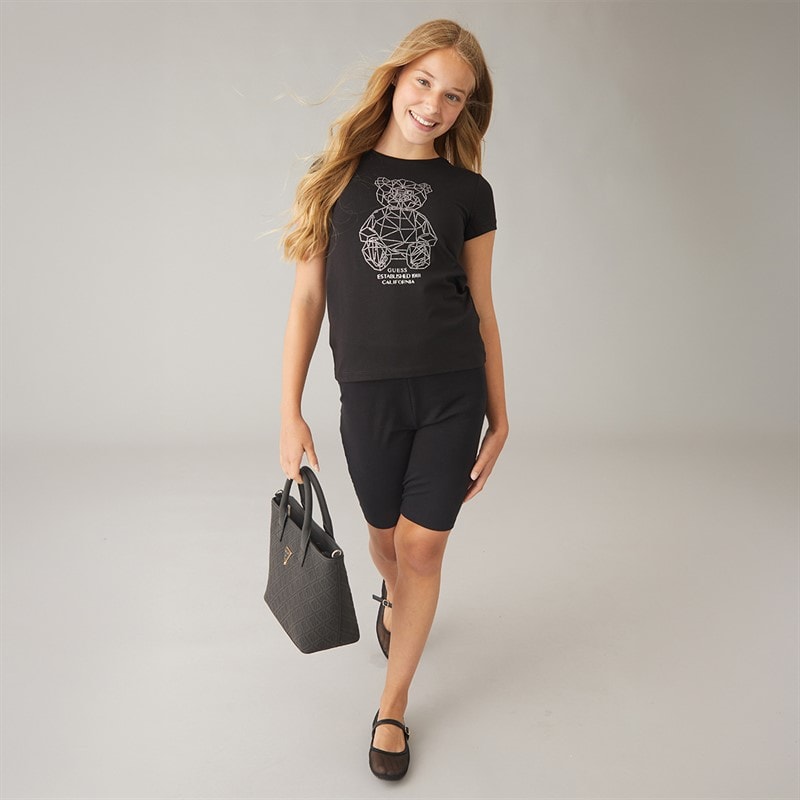 Guess Girls Minime T-Shirt Jet Black A996 - Image 4