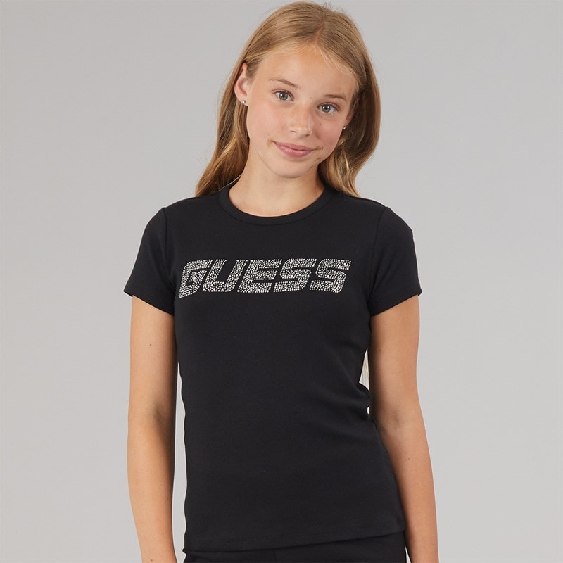 Guess Girls Minime T-Shirt Jet Black A996 - Image 3