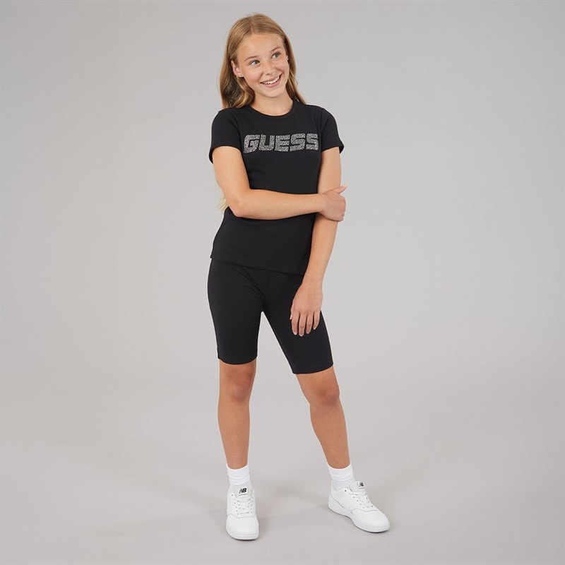 Guess Girls Minime T-Shirt Jet Black A996 - Image 4