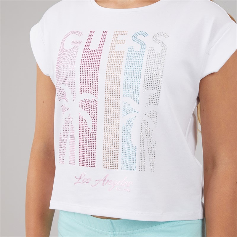 Guess Girls Midi Boxy T-Shirt Pure White - Image 3